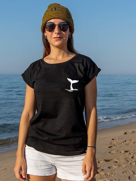 T-shirt Damen Schwarz Whale