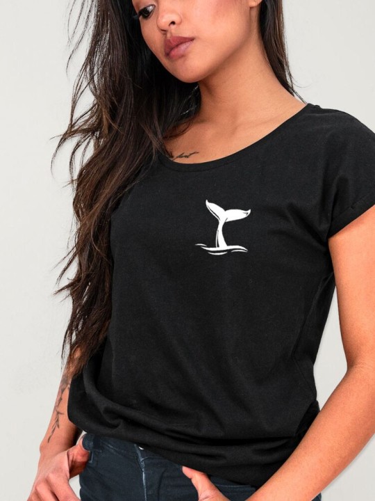 T-shirt Damen Schwarz Whale