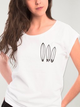 Camiseta de Mujer Blanca Surfing Quiver