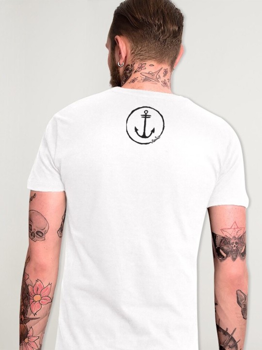 Men T-Shirt White Geometric Lighthouse