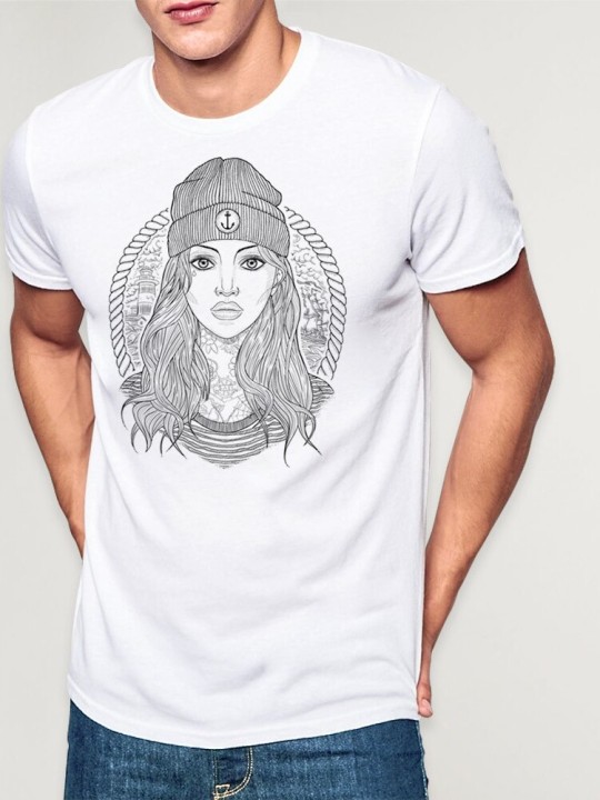 Camiseta de Hombre Blanca Girl Sailor