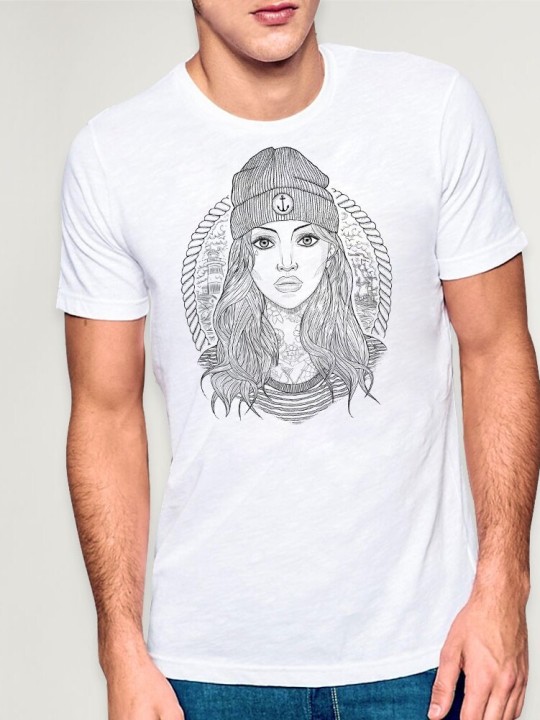 Camiseta de Hombre Blanca Girl Sailor