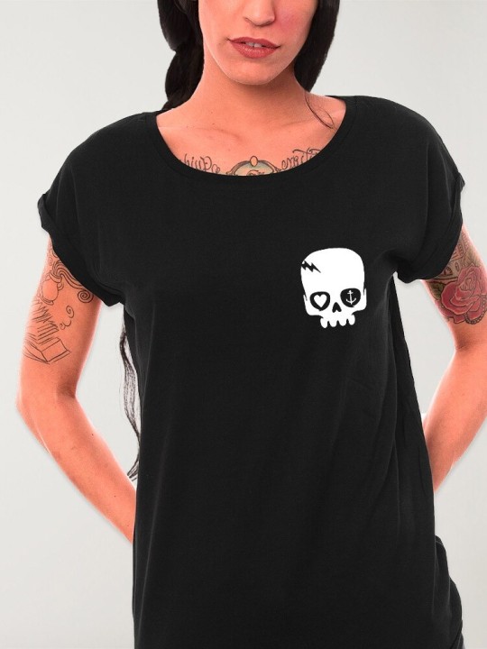 Camiseta de Mujer Negra Calavera