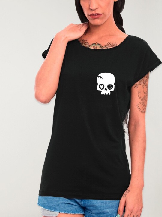 Maglietta Donna Nera Calavera