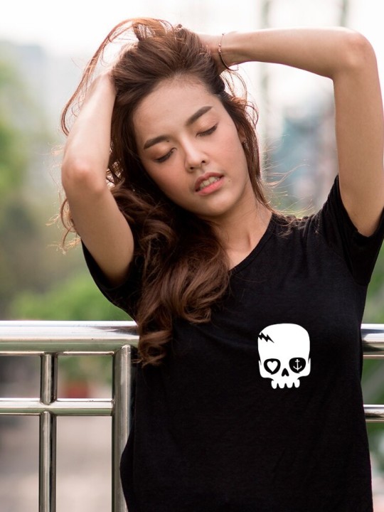 Camiseta de Mujer Negra Calavera