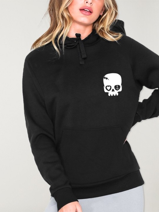 Women Hoodie Black Calavera