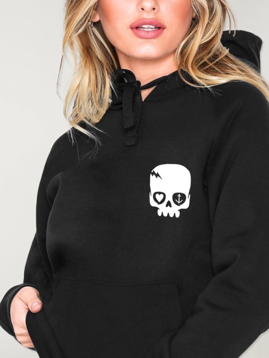 Women Hoodie Black Calavera