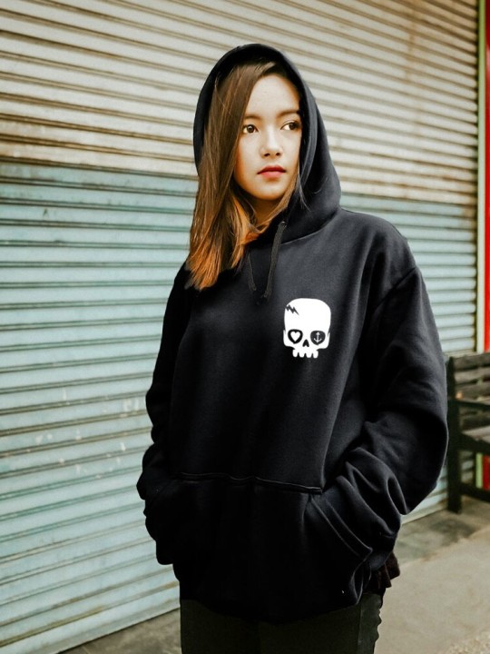 Women Hoodie Black Calavera