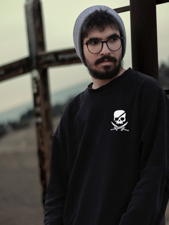 Men Sweatshirt Black Pirate Life