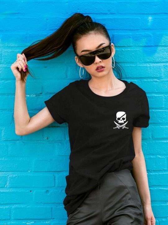 T-shirt Damen Schwarz Pirate Life