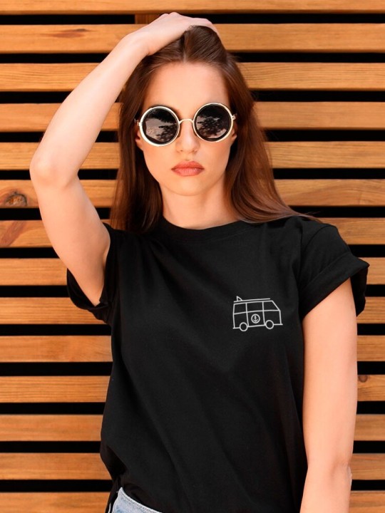 Women T-shirt Black Van Life