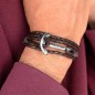 Bracelet Brown Leather Anchor Silver Hope