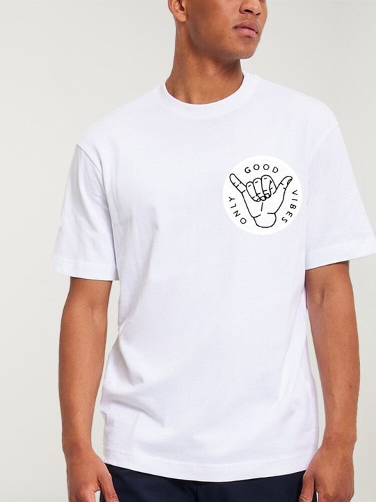 Men T-Shirt White Good Vibes