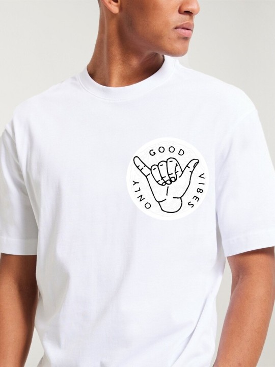 Men T-Shirt White Good Vibes