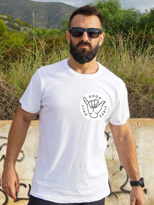 Men T-Shirt White Good Vibes