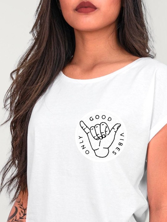 Camiseta de Mujer Blanca Good Vibes