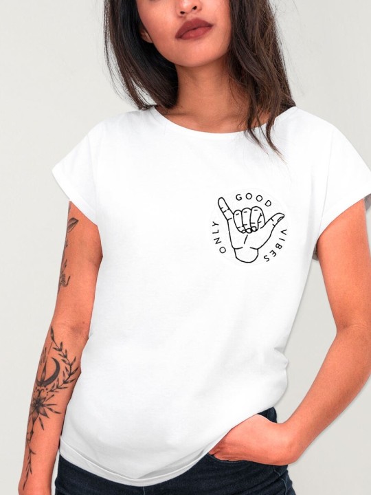 Camiseta de Mujer Blanca Good Vibes