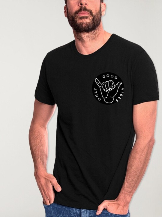 Men T-Shirt Black Good Vibes