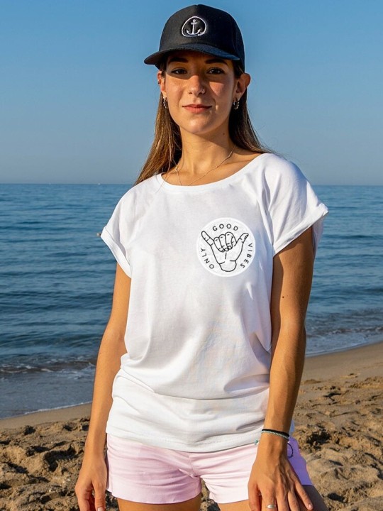 Camiseta de Mujer Blanca Good Vibes