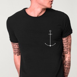 T-shirt Homme Noir Minimal Anchor