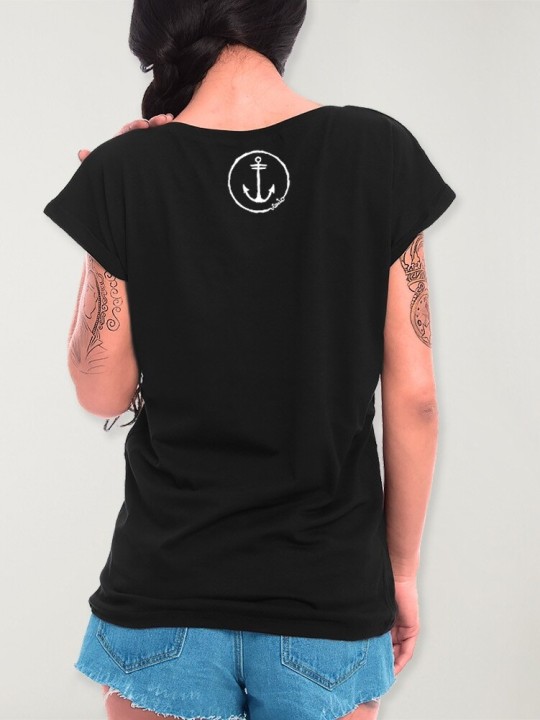 T-shirt Damen Schwarz Minimal Anchor