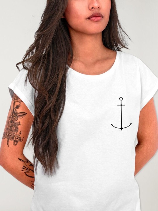 Camiseta de Mujer Blanca Minimal Anchor