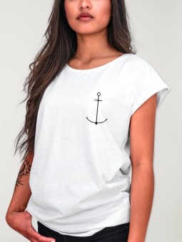 T-shirt Femme Blanc Minimal Anchor