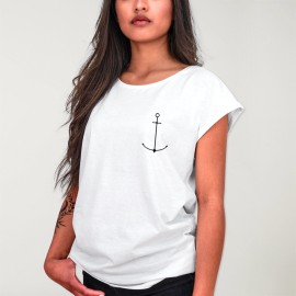 Women T-shirt White Minimal Anchor