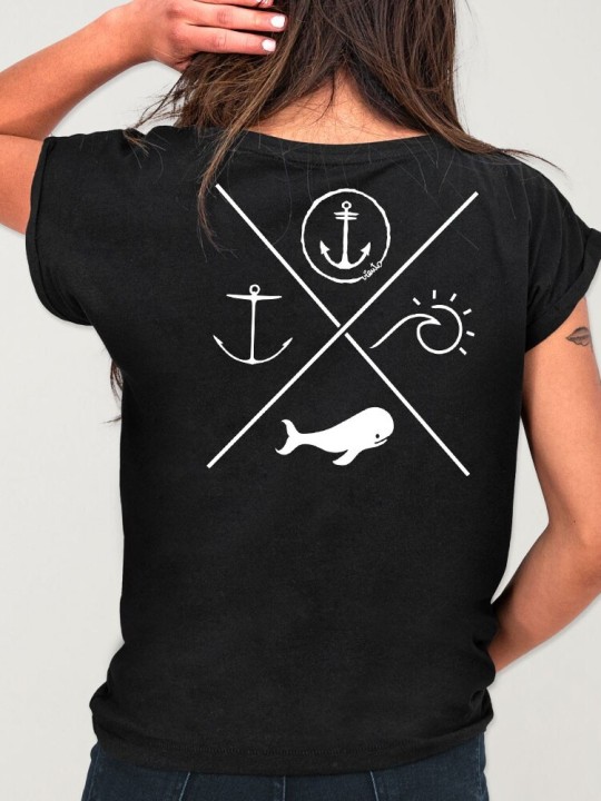 Women T-shirt Black Crossed Ideals