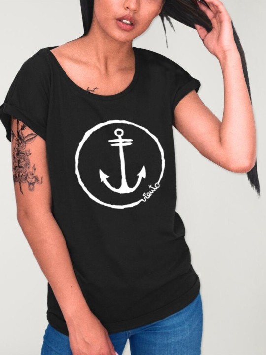 Women T-shirt Black Crossed Ideals