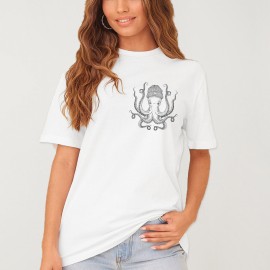 T-shirt Unisexe Blanc Ocean Octopus
