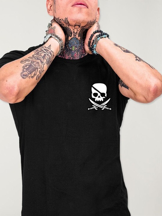 Men T-Shirt Black Pirate Life