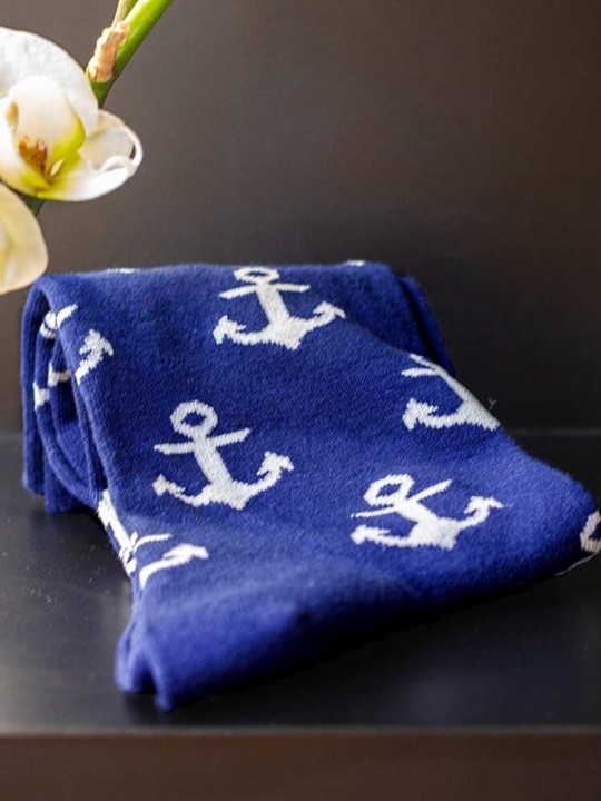 Women Socks Anchor Plot Navy