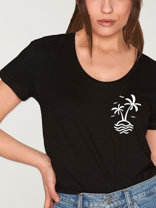 Camiseta de Mujer Negra Hello Beach