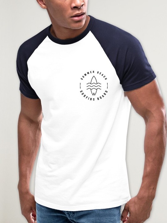 Men T-Shirt White/Navy Baseball Summer Paradise