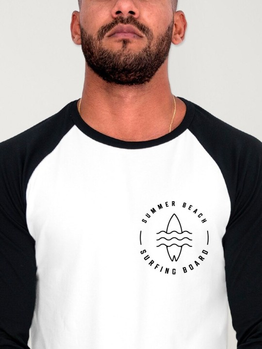 Camiseta con manga 3/4 de Hombre Blanca/Negra Baseball Summer Paradise