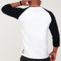 3/4 Sleeve Men T-Shirt White/Black Baseball Summer Paradise