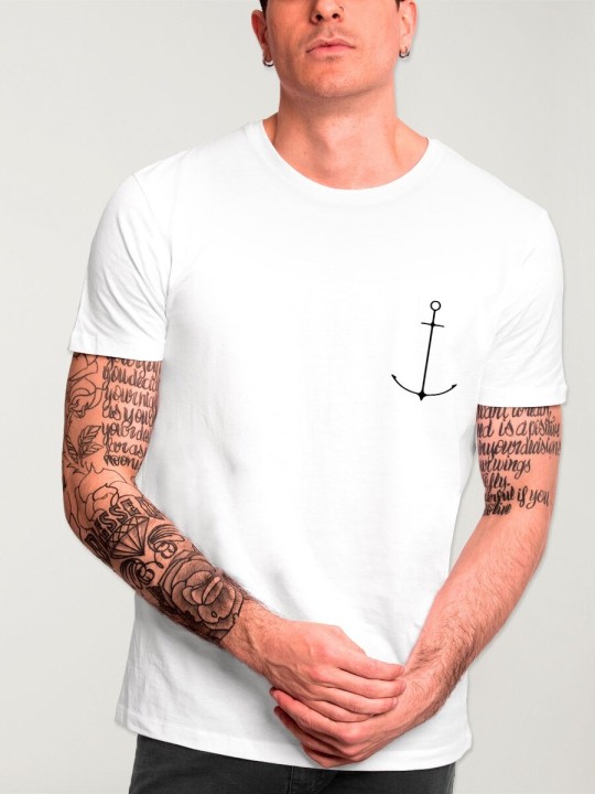 Camiseta de Hombre Blanca Minimal Anchor