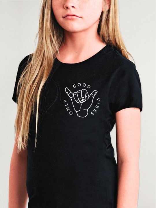 Girl T-shirt Black Good Vibes