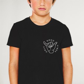 T-shirt Garçon Noir Good Vibes