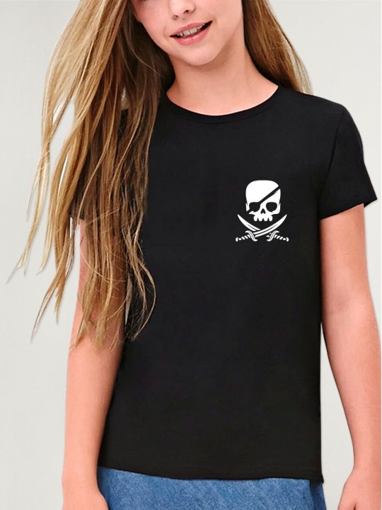 Girl T-shirt Black Pirate Life