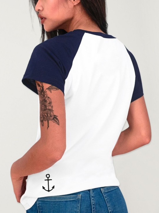 Camiseta Unisex Blanca/Azul Marino Baseball Summer Paradise