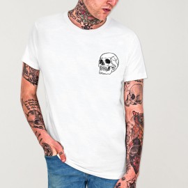 Men T-Shirt White Skull Logo