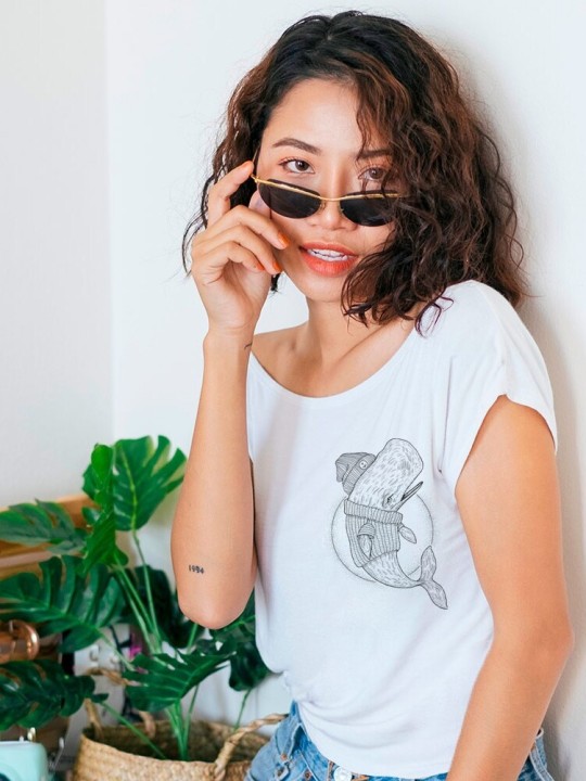 T-shirt Femme Blanc Whale Sailor