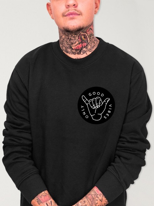 Men Sweatshirt Black Good Vibes