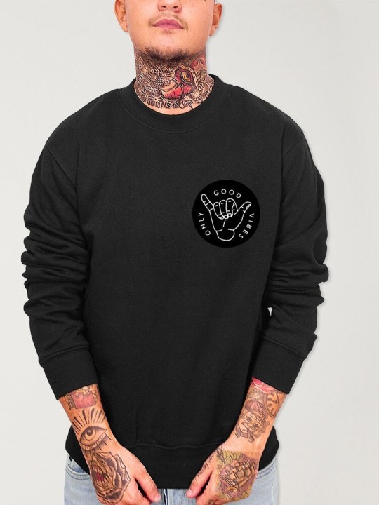 Men Sweatshirt Black Good Vibes