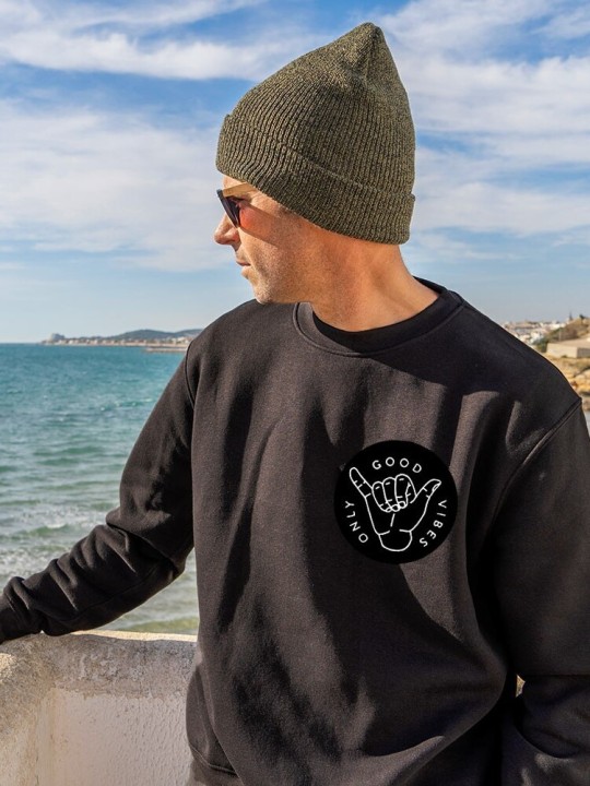 Men Sweatshirt Black Good Vibes