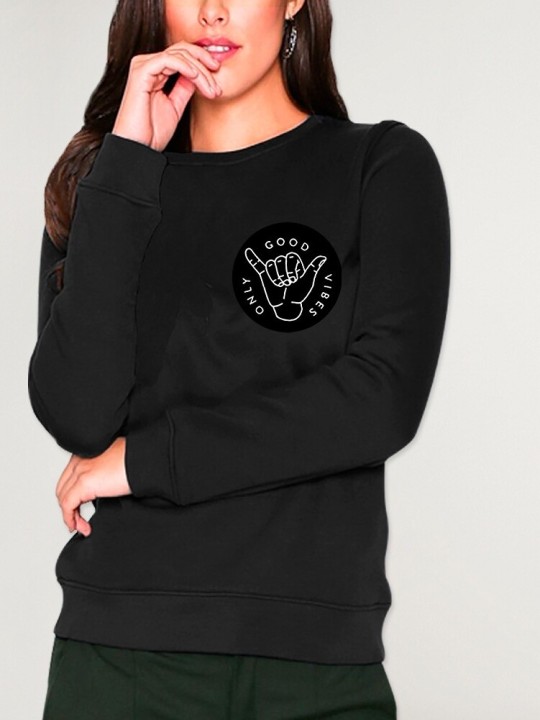 Women Sweatshirt Black Good Vibes