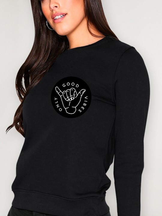 Women Sweatshirt Black Good Vibes