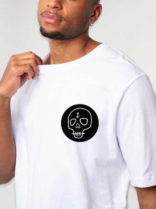 T-shirt Homme Blanc Wanderer Skull